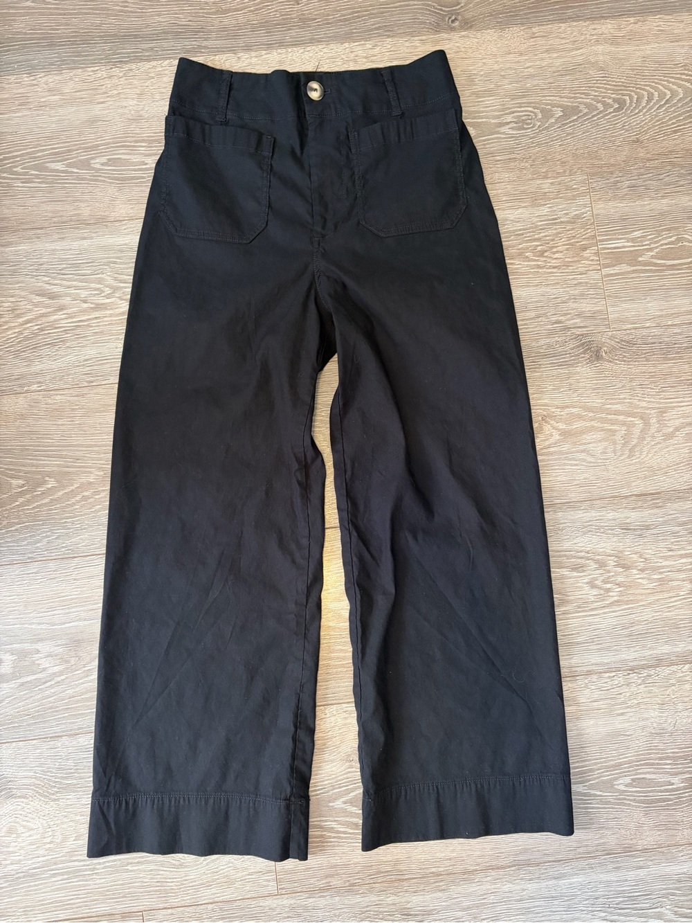 Anthropologie x Maeve Colette Black Wide-Leg Crop Pants